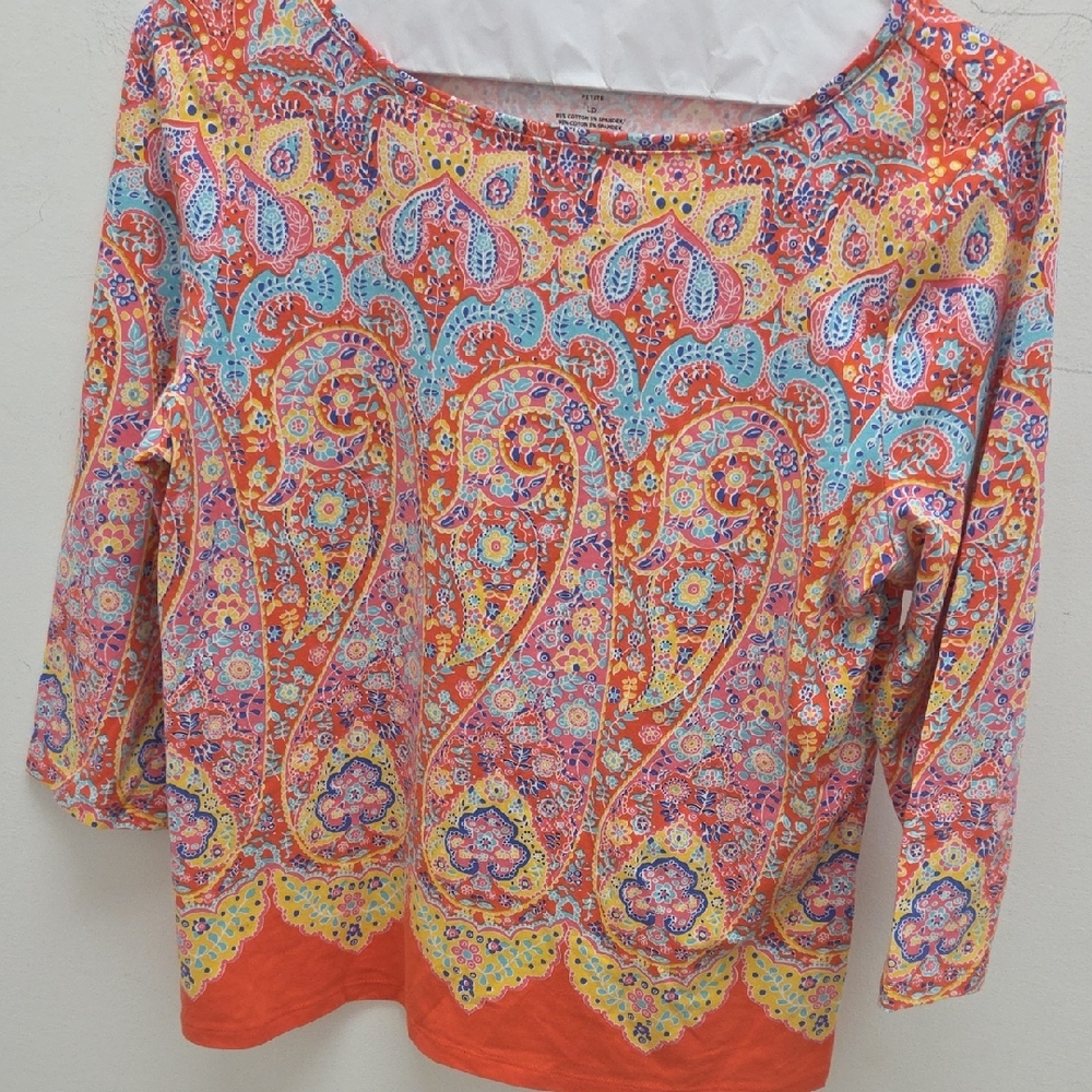 $5/$25- NWOT- Talbots - Petite-Vibrant Paisley Top